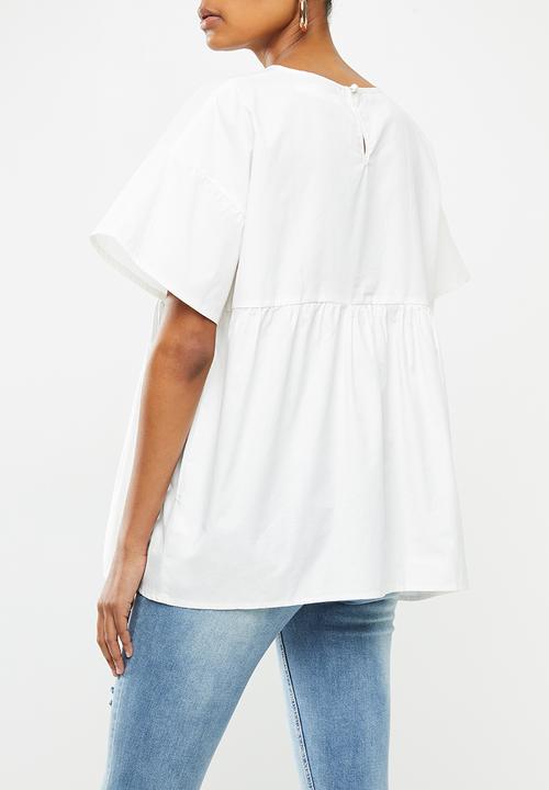 Missguided - Matenity poplin smock top - white