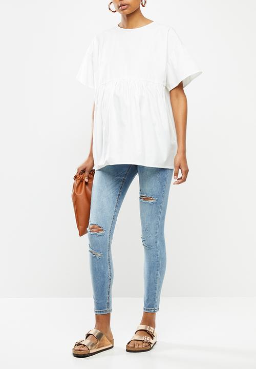 Missguided - Matenity poplin smock top - white