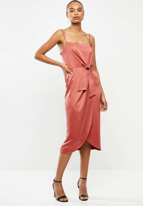MILLA - Satin wrap dress - pink