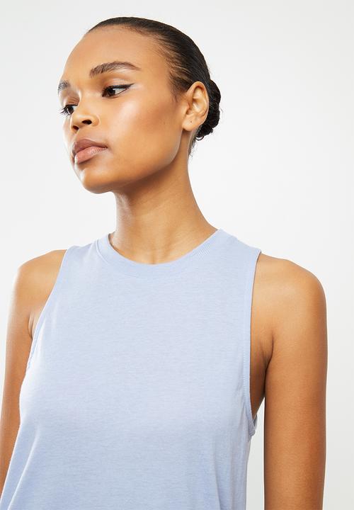 Cotton On - Active curve hem tank - blue