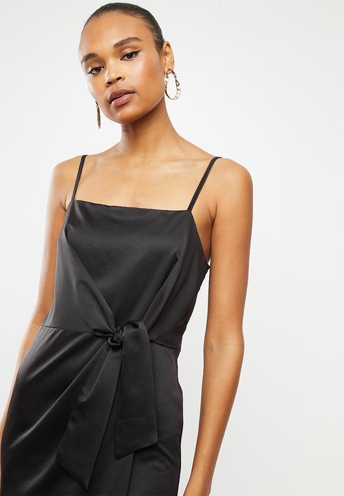 MILLA - Satin wrap dress - black