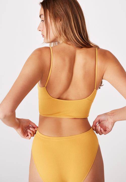 Cotton On - Seamfree rib ballet bralette - mustard