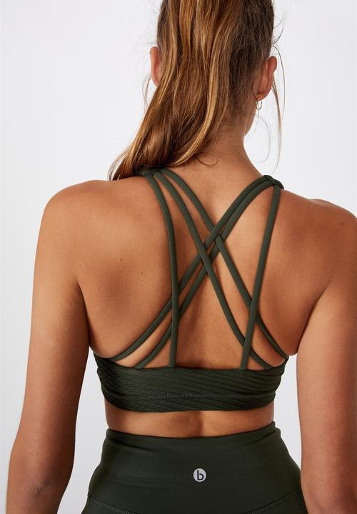 Cotton On - Strappy sports crop - khaki 