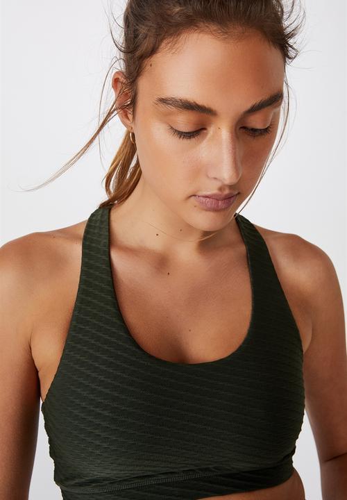 Cotton On - Strappy sports crop - khaki 