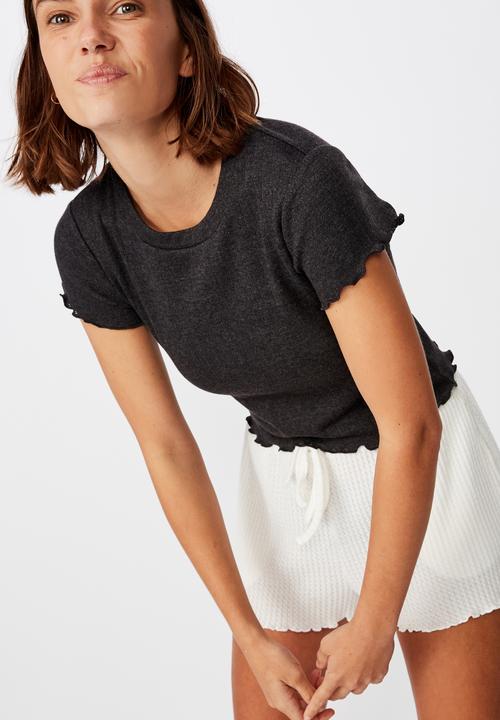 Cotton On - Pointelle bed T-shirt - washed black