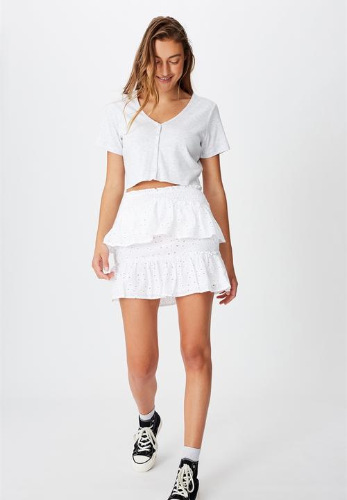 Cotton On - Ellie broderie mini skirt - white