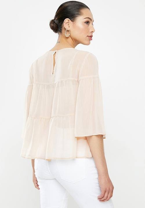 MILLA - Chiffon tiered top - neutral