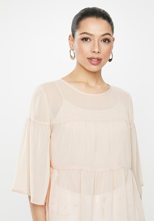 MILLA - Chiffon tiered top - neutral