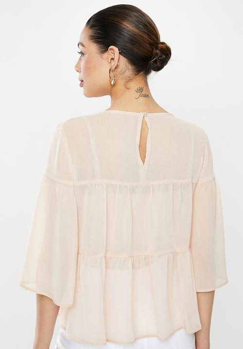 MILLA - Chiffon tiered top - neutral