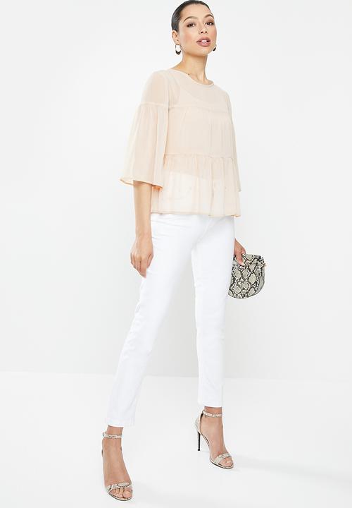 MILLA - Chiffon tiered top - neutral