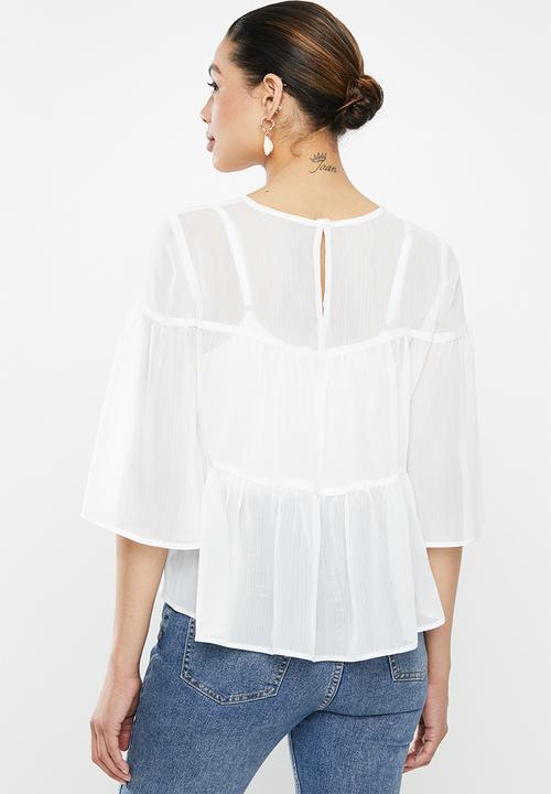 MILLA - Chiffon tiered top - ivory