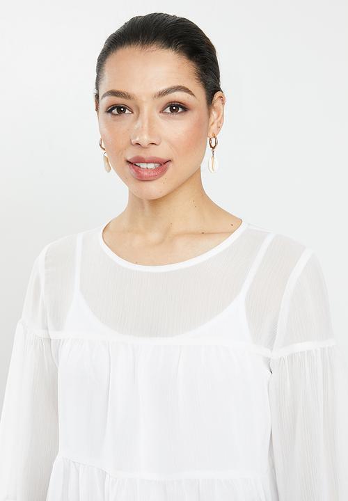 MILLA - Chiffon tiered top - ivory