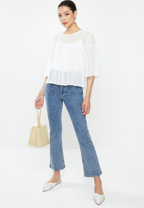 MILLA - Chiffon tiered top - ivory