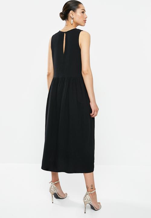 MILLA - Sleeveless cotton dress - black