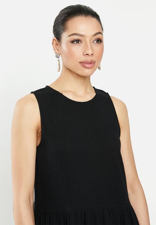 MILLA - Sleeveless cotton dress - black