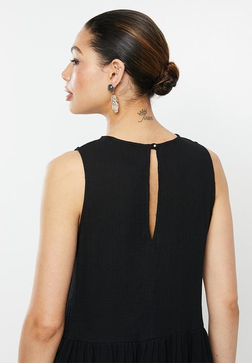 MILLA - Sleeveless cotton dress - black