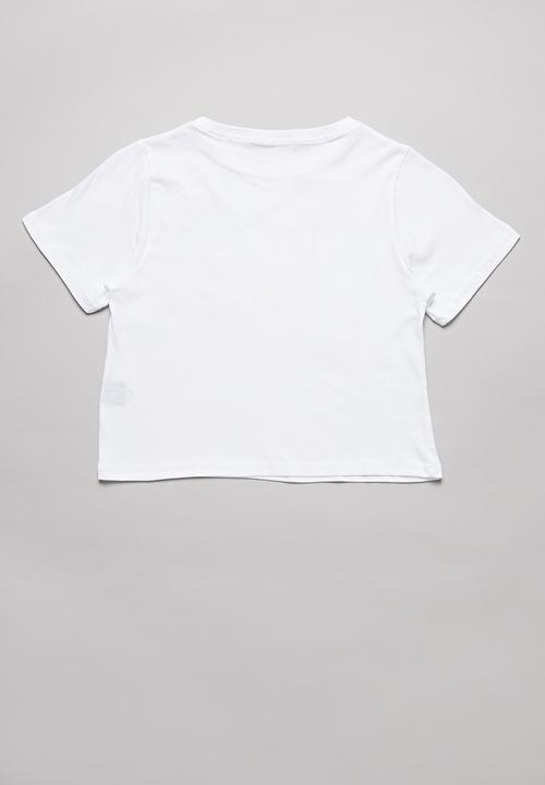 Rebel Republic - Girls printed crop top - white