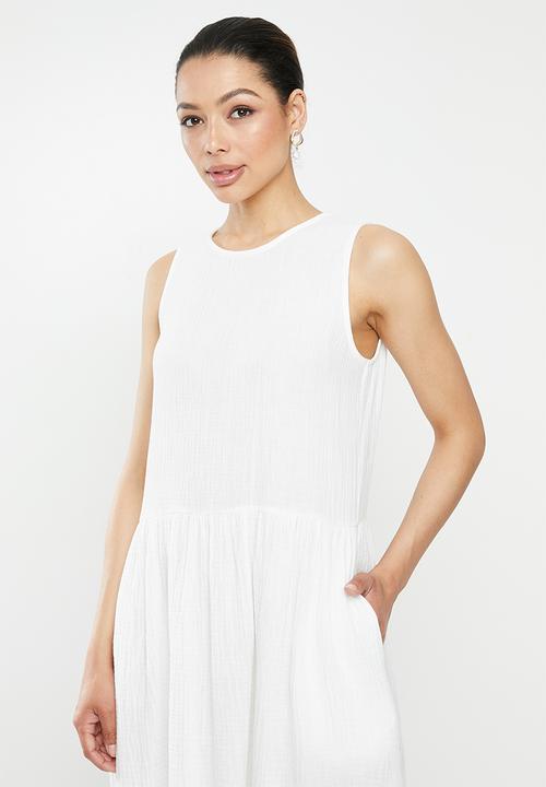 MILLA - Sleeveless cotton dress - white