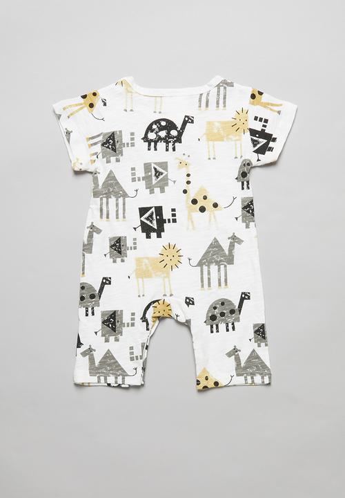 Pop Candy - Boys short sleeve romper - white