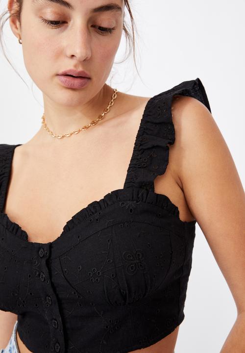 Cotton On - Sweetheart frill sleeve blouse - black