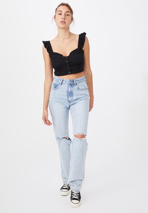 Cotton On - Sweetheart frill sleeve blouse - black