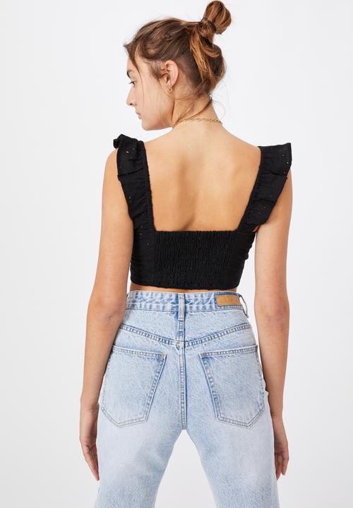 Cotton On - Sweetheart frill sleeve blouse - black