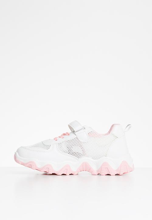 Pop Candy - Girls velcro strap sneaker - white & pink