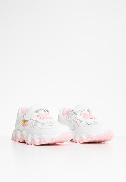 Pop Candy - Girls velcro strap sneaker - white & pink