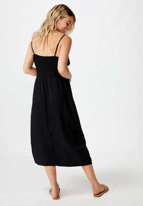 Cotton On - Woven melody strappy midi dress - black