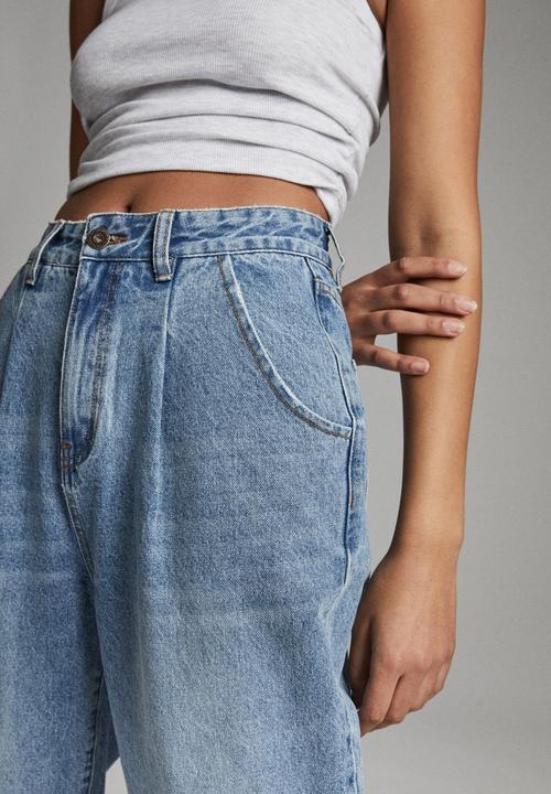 Cotton On - Slouch mom jean - jetty blue pleat