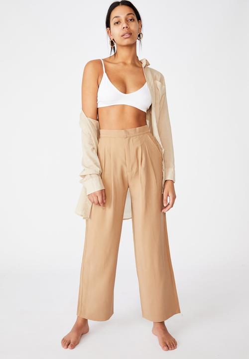 Cotton On - Drapey wide leg pant - tan