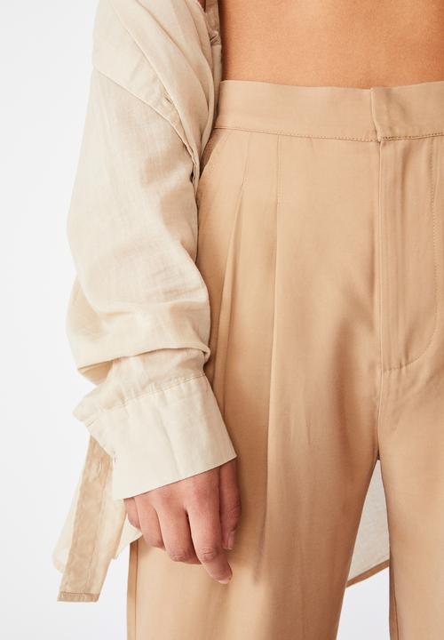 Cotton On - Drapey wide leg pant - tan