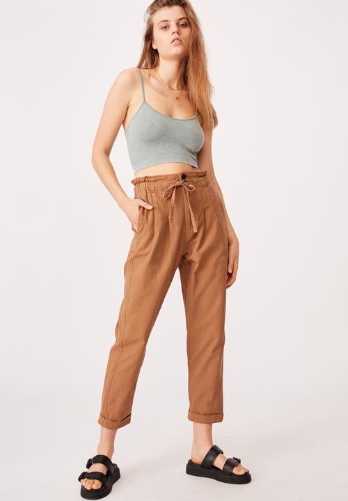 Cotton On - Paperbag pant - mocha bisque