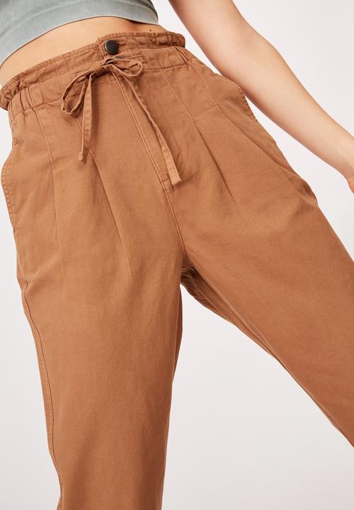 Cotton On - Paperbag pant - mocha bisque