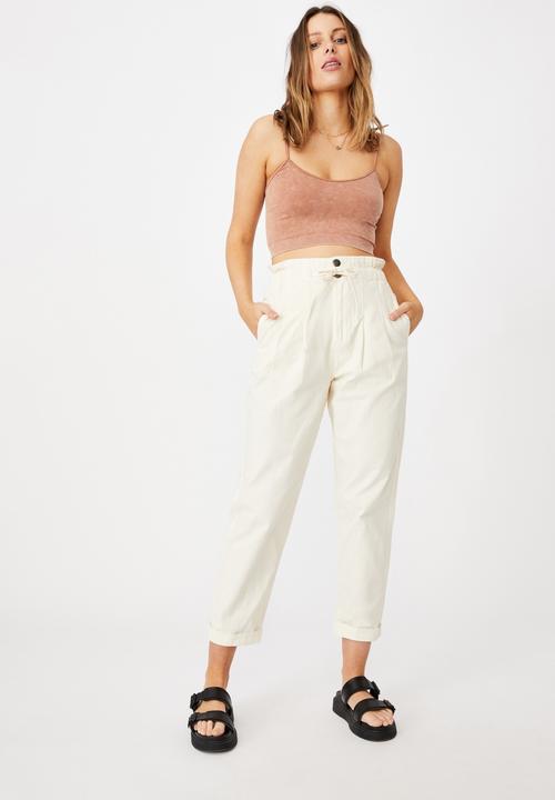 Cotton On - Paperbag pant - white