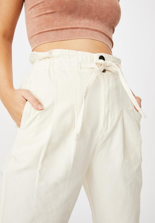 Cotton On - Paperbag pant - white