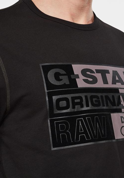 G-STAR - Originals flock logo short sleeve tee - dark black