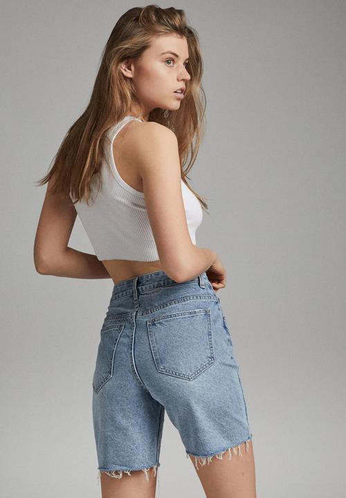 Cotton On - Straight denim bermuda short - aireys blue