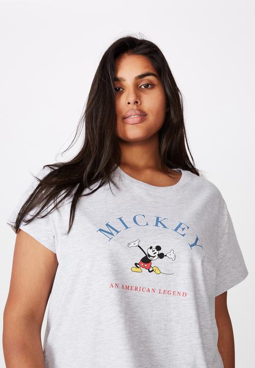 Cotton On - Curve graphic license tee - mickey an american legend/silver marle