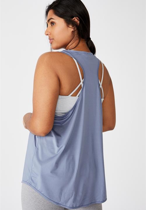 Cotton On - Curve training tank top - blue jay