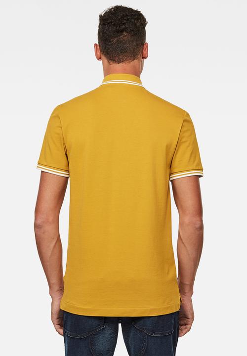 G-STAR - Dunda slim stripe short sleeve polo - yellow sulphur