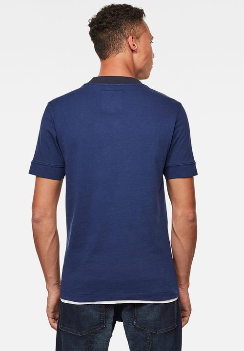G-STAR - Felt applique slim r short sleeve tee - blue