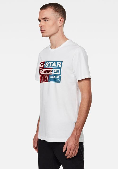 G-STAR - Originals flock logo r short sleeve tee - white