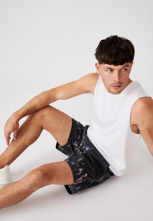 Cotton On - Kahuna short - black / multi sonar