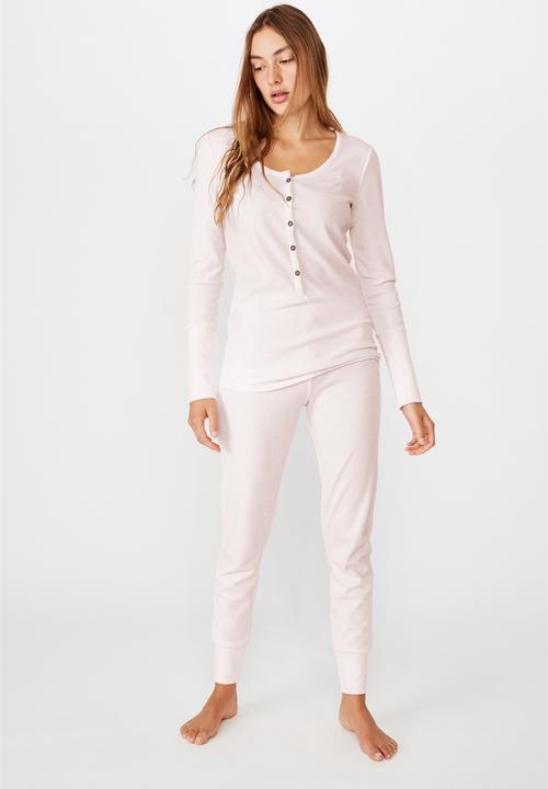 Cotton On - Waffle long john - crystal pink marle