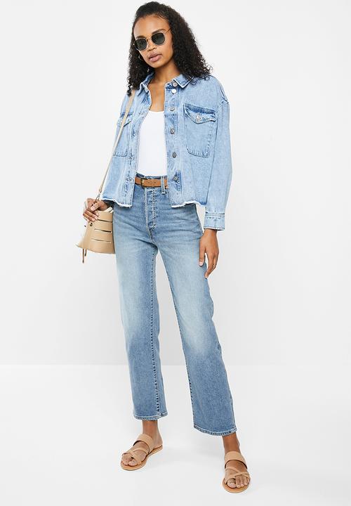 ONLY - Marina crop denim jacket - blue