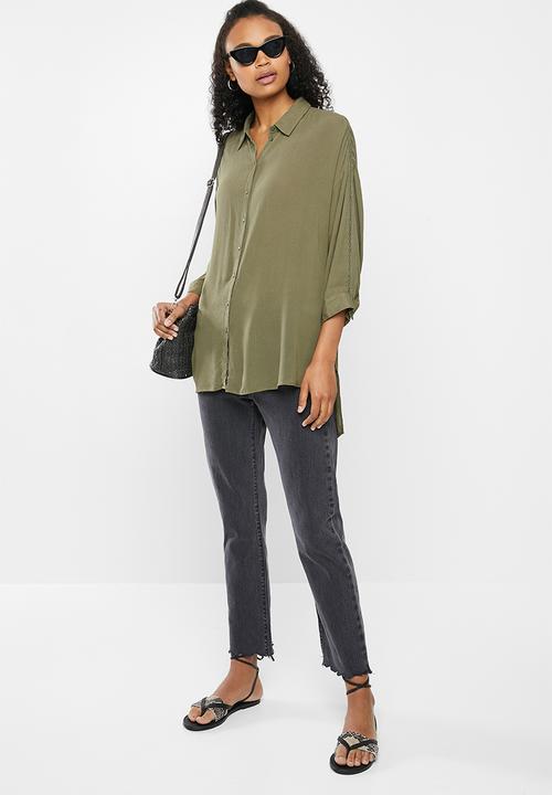 ONLY - Alexandra life 3/4 shirt wvn - khaki 