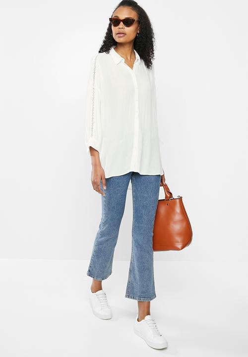 ONLY - Alexandra life 3/4 shirt wvn - neutral 