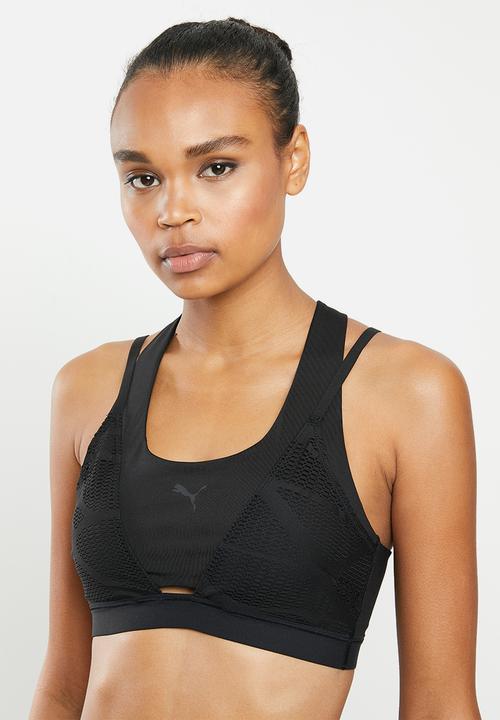 PUMA - Studio lace strappy bra - black