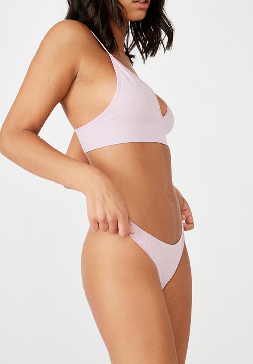 Cotton On - Seamfree rib g string brief - soft violet marle